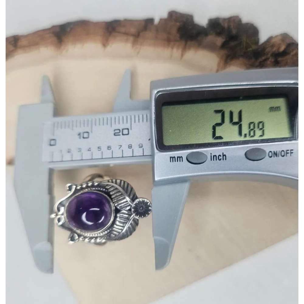 Natural Dark Brazilian Amethyst Sterling Silver Ring 6.5 Cts Artisan Statement